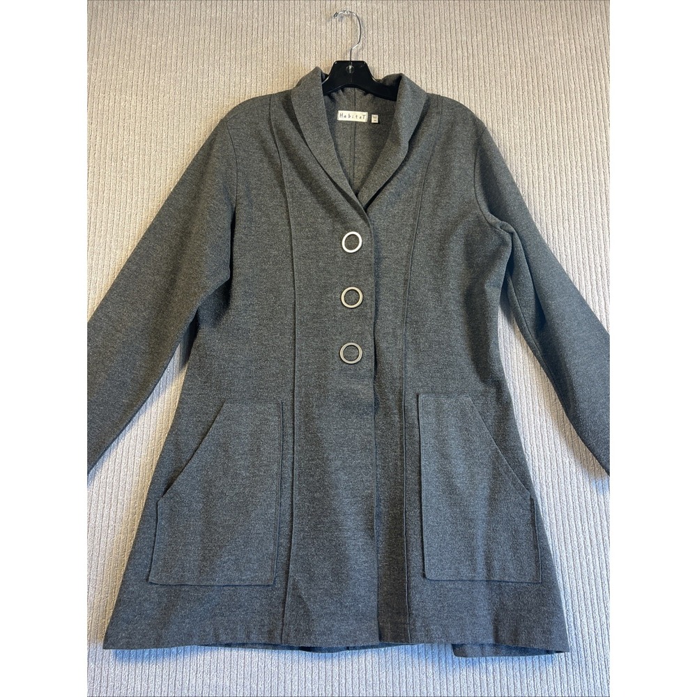 Habitat Jacket Women's M Gray Mid Length Stretch Longline Basic Closet Staple